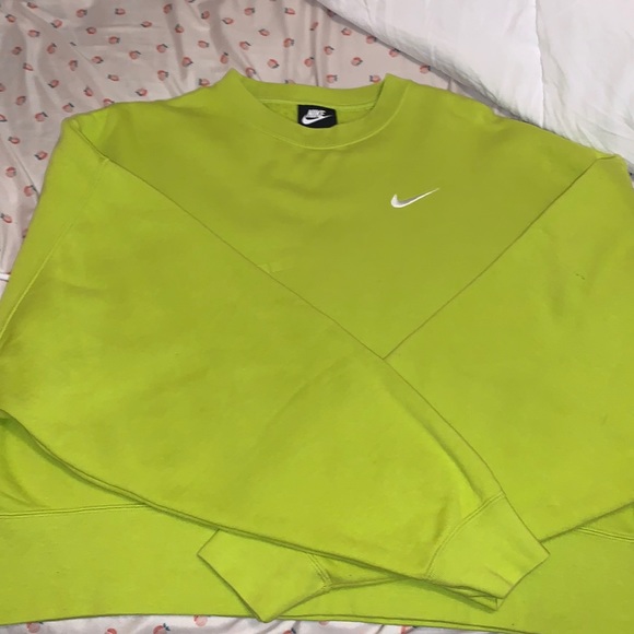 Nike Sweaters | Lime Green Cropped Nike Sweatshirt | Color: Green | Size: S | Ka_Laa1598's Closet